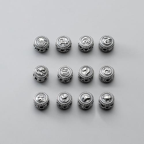 Sterling Silber Vintage Perlen, 925er Sterling Silber, gemischtes Muster & DIY, keine, 10x10x7.5mm, Bohrung:ca. 2.3mm, ca. 12PCs/Menge, verkauft von Menge