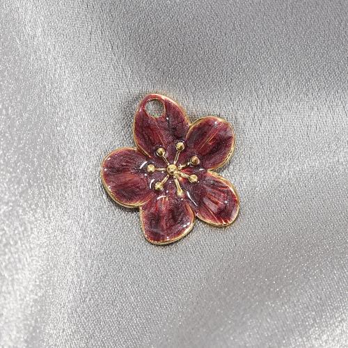 Enamel Stainless Steel Pendant, 304 Stainless Steel, Flower, DIY [