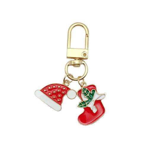 Zinc Alloy Key Clasp, Christmas Design & Unisex & enamel 