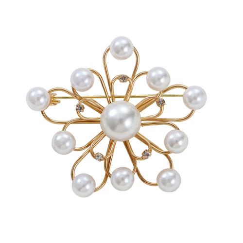 Zinc Alloy Jewelry Brooch, with Plastic Pearl, fashion jewelry & for woman & with rhinestone 