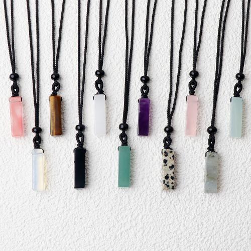 Gemstone Necklaces, Natural Stone, with Knot Cord, Rectangle, fashion jewelry & Unisex 