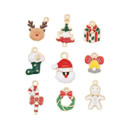 Zinc Alloy Christmas Pendants, gold color plated & Christmas Design & DIY & enamel Approx 