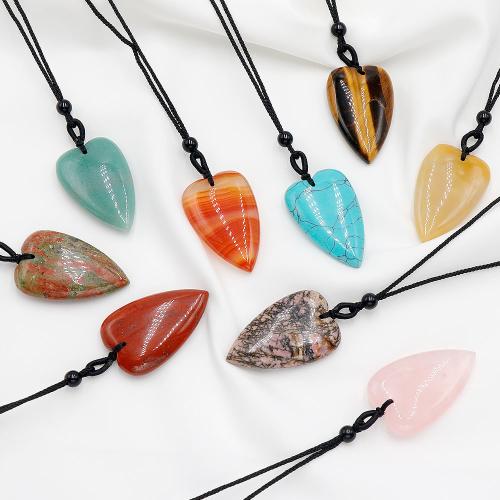 Gemstone Necklaces, Natural Stone, with Knot Cord, Heart, fashion jewelry & Unisex Approx 38 cm 