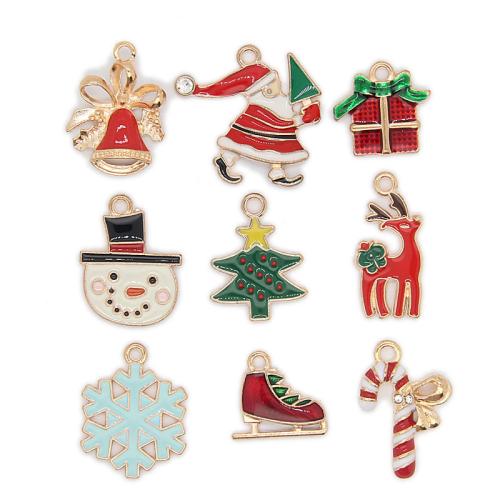 Zinc Alloy Christmas Pendants, gold color plated & Christmas Design & DIY & enamel Approx 