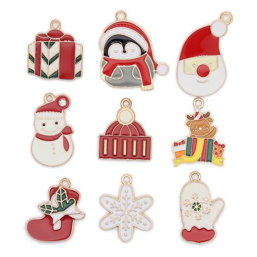 Zinc Alloy Christmas Pendants, gold color plated & Christmas Design & DIY & enamel Approx 