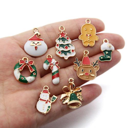 Zinc Alloy Christmas Pendants, gold color plated & Christmas Design & DIY & enamel Approx 