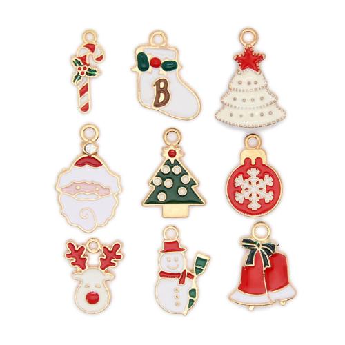 Zinc Alloy Christmas Pendants, gold color plated & Christmas Design & DIY & enamel Approx 