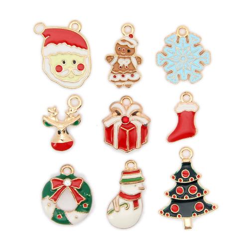 Zinc Alloy Christmas Pendants, gold color plated & Christmas Design & DIY & enamel Approx 