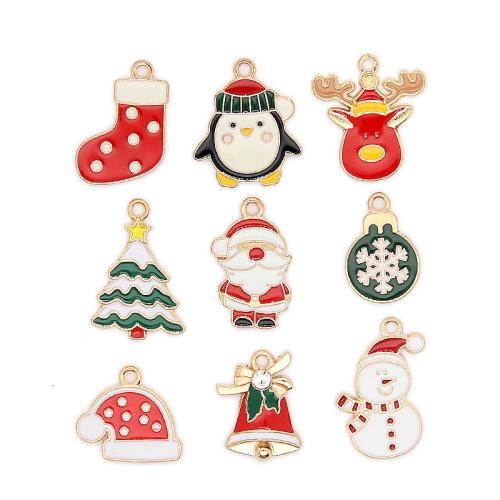 Zinc Alloy Christmas Pendants, gold color plated & Christmas Design & DIY & enamel Approx 