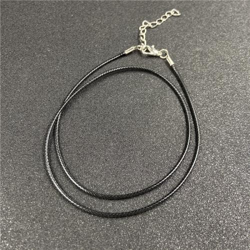 PU Leather Necklace Cord, with 304 Stainless Steel, with 5cm extender chain, DIY, black Approx 40 cm [