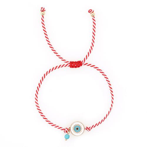 Evil Eye Jewelry Bracelet, Cotton Thread, with Brass, handmade, Adjustable & Bohemian style & enamel Approx 28 cm [