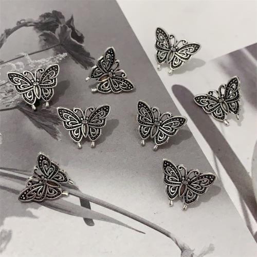 Pendentifs animaux en alliage de zinc, papillon, Plaqué de couleur d'argent, DIY Vendu par sac