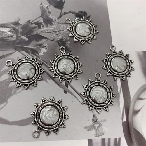 Zinc Alloy Enamel Pendants, Sun, plated, DIY 