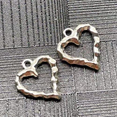 Zinc Alloy Heart Pendants, silver color plated, DIY 