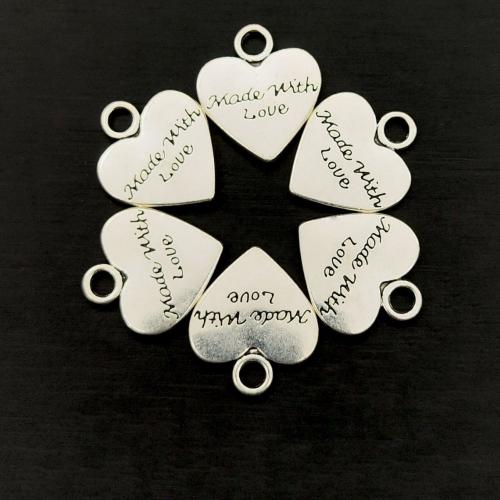 Zinc Alloy Heart Pendants, silver color plated, DIY 