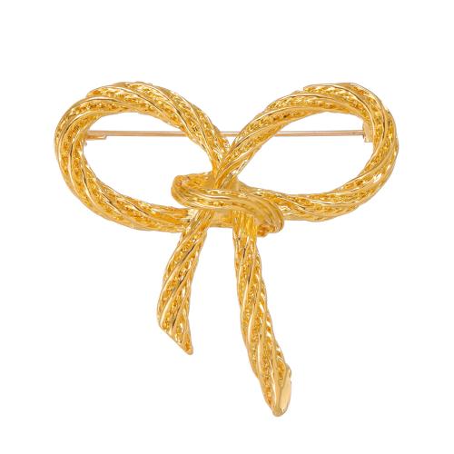 Zinc Alloy Jewelry Brooch, Bowknot, 18K gold plated, fashion jewelry & Unisex & hollow 