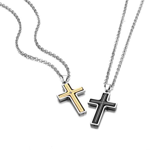 Stainless Steel Cross Pendants, 304 Stainless Steel, plated & micro pave cubic zirconia 