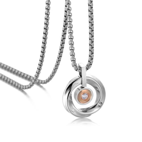 Cubic Zirconia Stainless Steel Pendant, 304 Stainless Steel, plated & micro pave cubic zirconia [