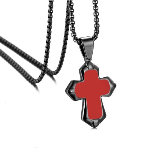 Titanium Steel Pendants, Cross, plated & enamel 