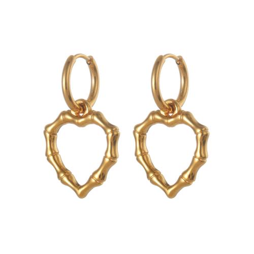 Stainless Steel Drop Earring, 304 Stainless Steel, Heart, plated, for woman, gold 