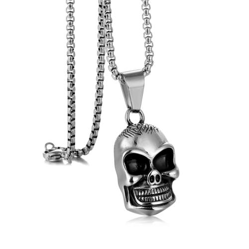 Titanium Steel Pendants, Skull, plated & enamel 