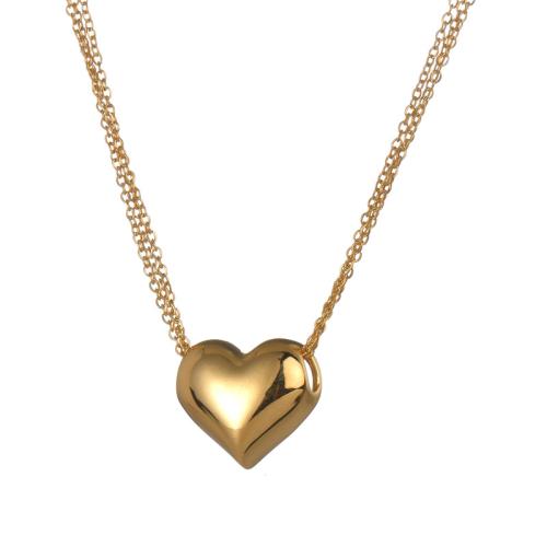 Stainless Steel Jewelry Necklace, 304 Stainless Steel, Heart, plated, for woman, gold 