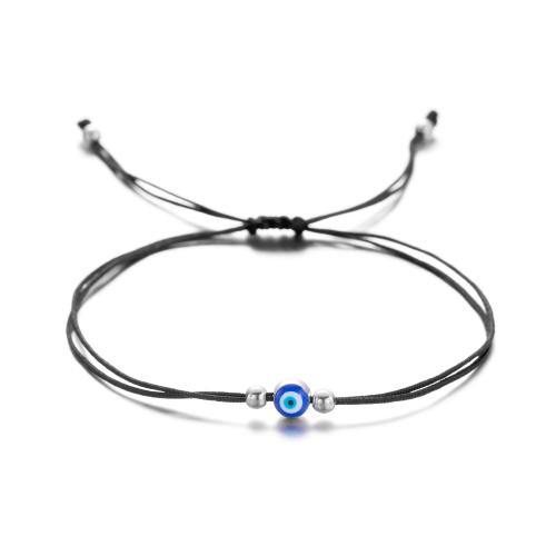 Evil Eye Jewelry Bracelet, Zinc Alloy, with Wax Cord, with 3CM extender chain, plated, for woman & enamel Approx 16 cm [