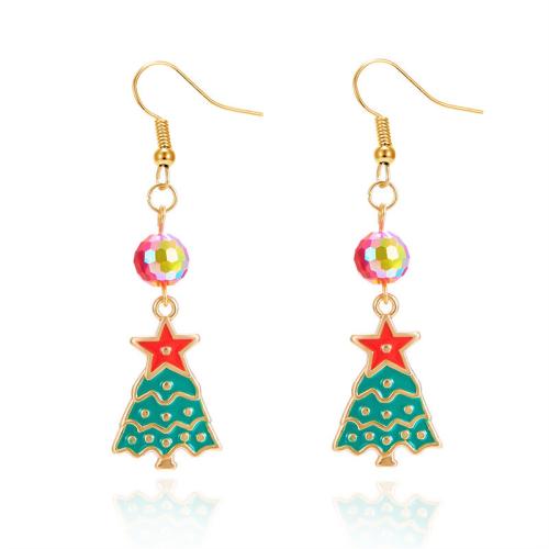 Pendientes de Navidad, aleación de zinc, con Plástico & Perlas plásticas, chapado, diferentes estilos para la opción & micro arcilla de zirconia cúbica & para mujer & esmalte, más colores para la opción, Vendido por Par