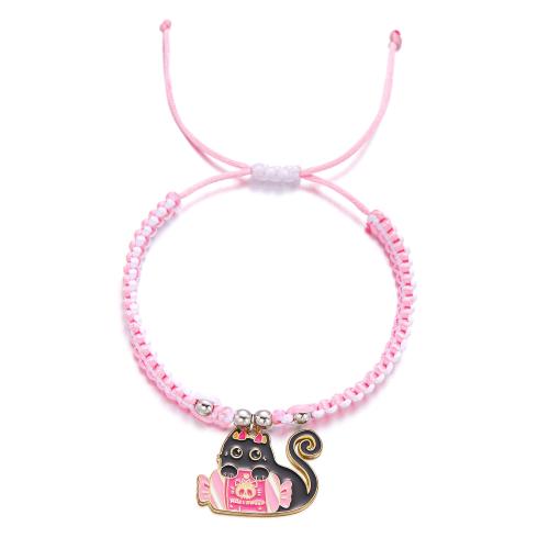 Enamel Zinc Alloy Bracelets, with Wax Cord, plated & for woman [