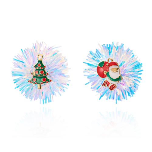 Christmas Earrings, Zinc Alloy, with Plastic, plated & micro pave cubic zirconia & for woman & enamel 