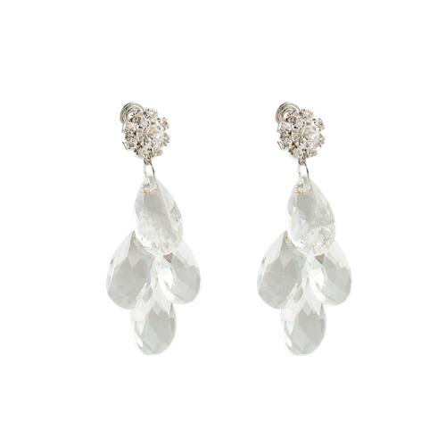 Pendientes Gota de Cristal, aleación de zinc, con Cristal, chapado, diferentes estilos para la opción & para mujer & con diamantes de imitación, claro, 26x65mm, Vendido por Par