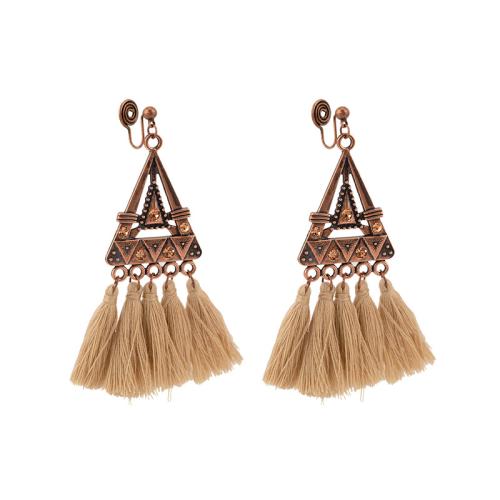 Fashion Tassel Earring, Zinc Alloy, with Caddice, plated & for woman, khaki [