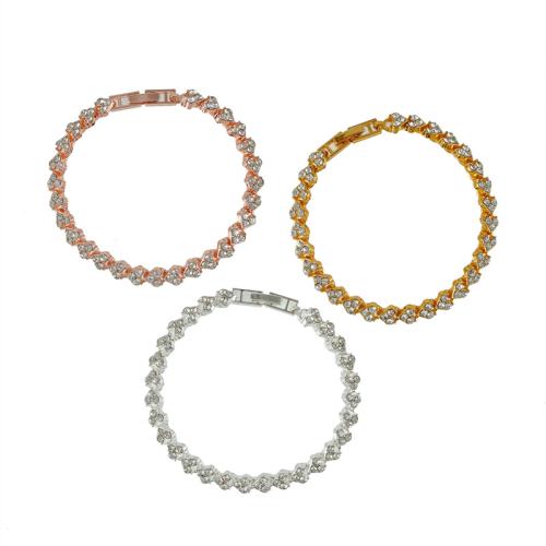 Pulseras de diamantes de imitación de la aleación de cinc, aleación de zinc, para mujer & con diamantes de imitación, más colores para la opción, longitud:aproximado 17 cm, Vendido por UD[