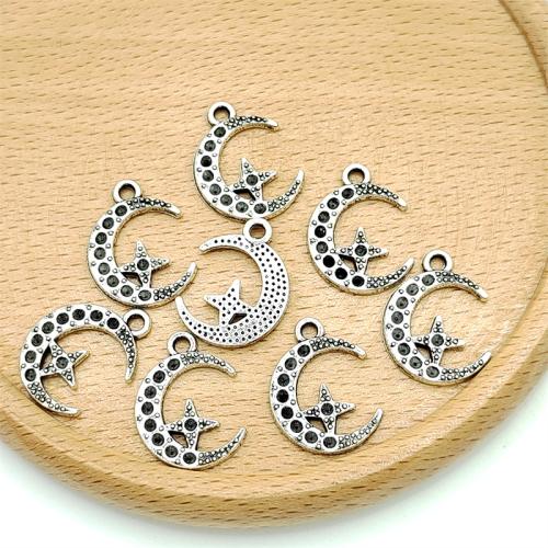 Zinc Alloy Jewelry Pendants, Moon and Star, antique silver color plated, DIY 