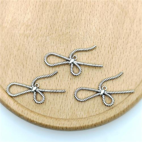 Zinc Alloy Bowkont Pendants, Bowknot, antique silver color plated, DIY 