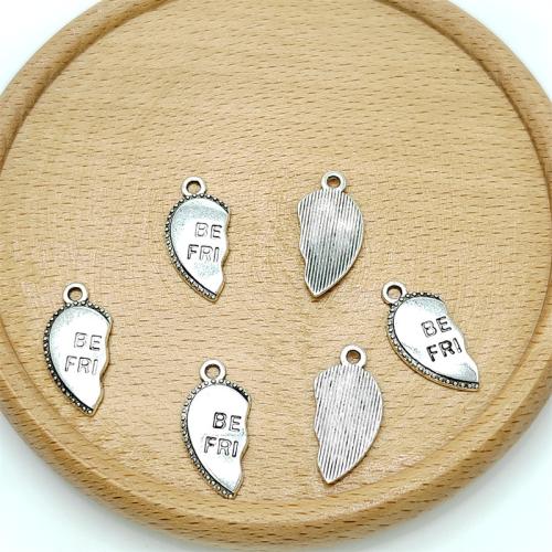 Zinc Alloy Heart Pendants, antique silver color plated, DIY 