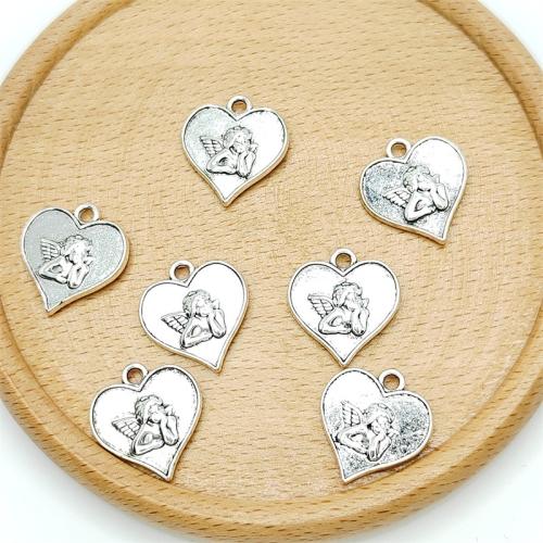 Zinc Alloy Heart Pendants, antique silver color plated, DIY 