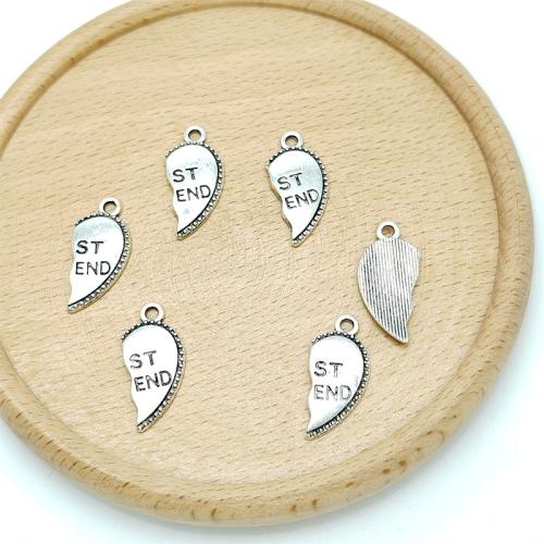 Zinc Alloy Heart Pendants, antique silver color plated, DIY 