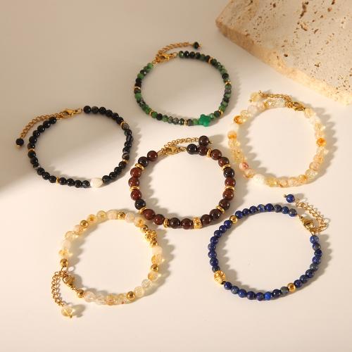 Bracelets en pierres précieuses, Pierre naturelle, avec Acier inoxydable 304, avec 3cm chaînes de rallonge, bijoux de mode & pour femme, plus de couleurs à choisir Environ 17.5 cm, Vendu par PC