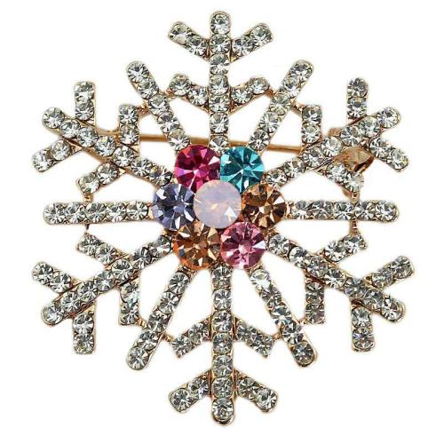 Broche Joyería Navidad, aleación de zinc, Copo de Nieve, Diseño de Navidad & unisexo & micro arcilla de zirconia cúbica, 39x39mm, Vendido por UD[