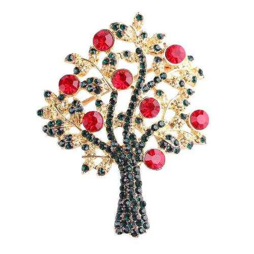 Cubic Zirconia Brooch, Zinc Alloy, Tree, Christmas Design & Unisex & micro pave cubic zirconia 