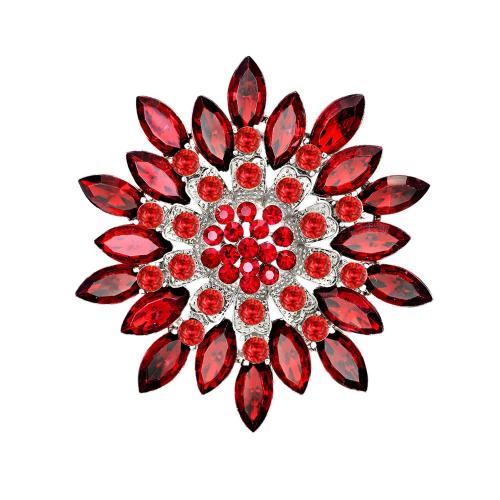 Cubic Zirconia Brooch, Zinc Alloy, Flower, Unisex & micro pave cubic zirconia 