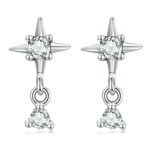 Silver Earring Zircon pavent Sterling, Argent sterling 925, bijoux de mode & pavé de micro zircon & pour femme Vendu par paire[