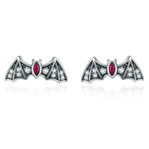 Silver Earring Zircon pavent Sterling, Argent sterling 925, Chauve-souris, bijoux de mode & pavé de micro zircon & pour femme Vendu par paire[