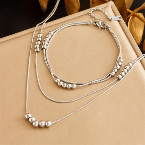 Fashion Stainless Steel Jewelry Sets, 304 Stainless Steel, Double Layer & for woman 