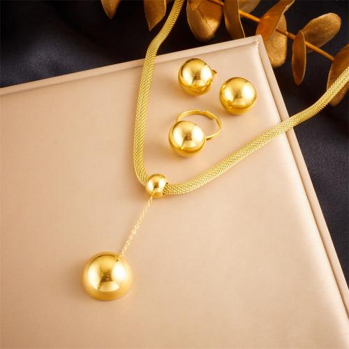 Fashion Stainless Steel Jewelry Sets, 304 Stainless Steel, with 5cm extender chain, fashion jewelry & for woman, golden Approx 40 cm 