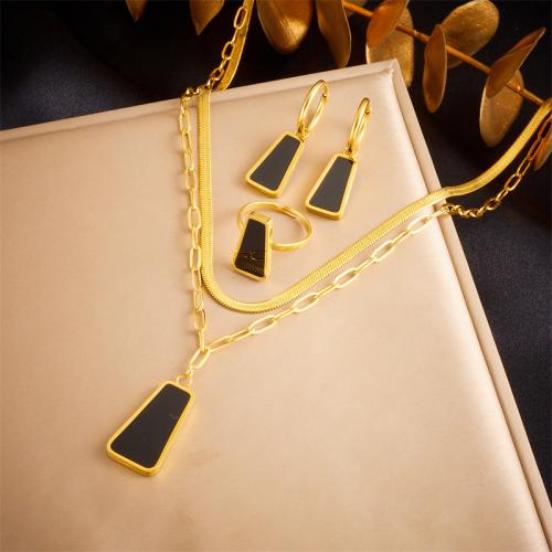 Fashion Stainless Steel Jewelry Sets, 304 Stainless Steel, with Acrylic, fashion jewelry & for woman, golden Approx 40 cm 