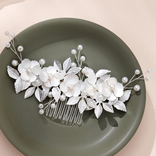 Plastic Comb, Zinc Alloy, with Plastic Pearl, fashion jewelry & for woman [