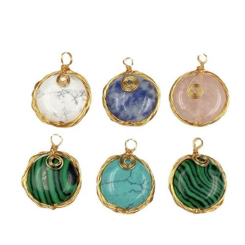 Gemstone Jewelry Pendant, Natural Stone, with Brass, gold color plated, DIY 