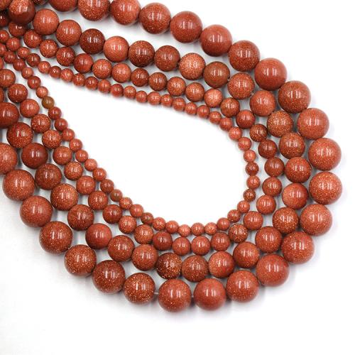 Goldstone Beads, Round, polished, DIY red Approx 38 cm [